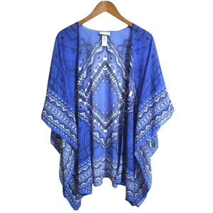 Catherine's Scarf Print Kimono Open Front Cardigan Duster Size 0X/1X